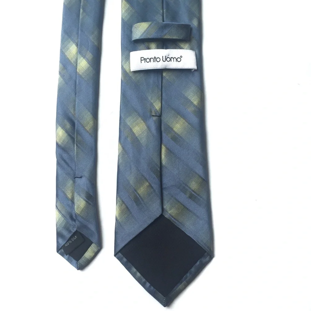PRONTO UOMO Silk Tie Blue and Yellow Plaid